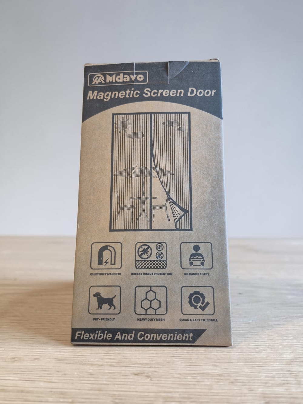 Mdavo Magnetic Screen Door Pet-Friendly Heavy Duty Mesh Black Single Door